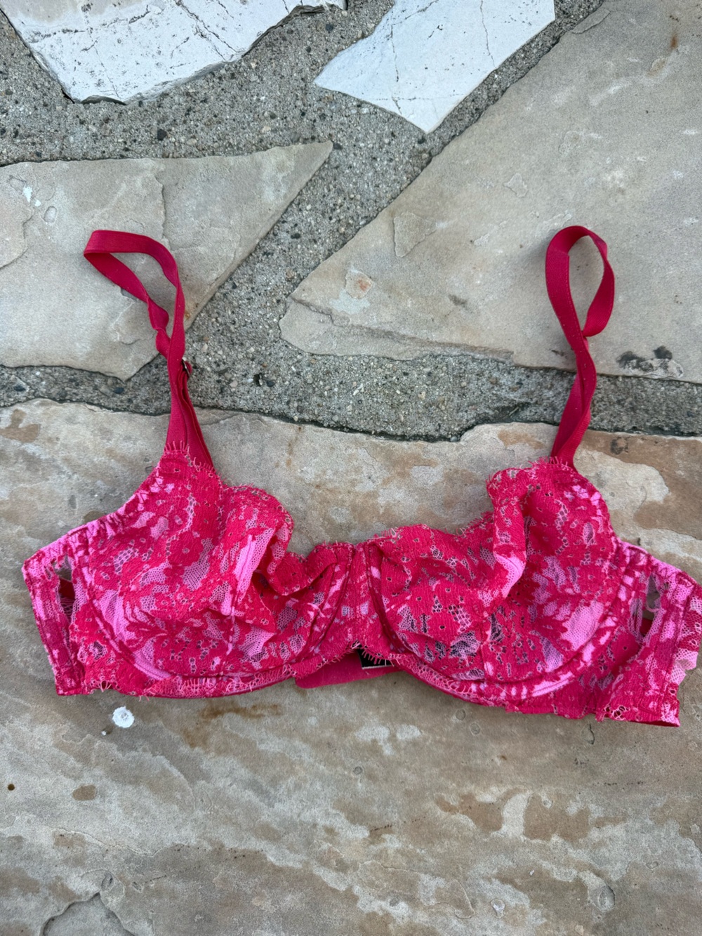 Lace Balconette Bra in Hot Pink 34b